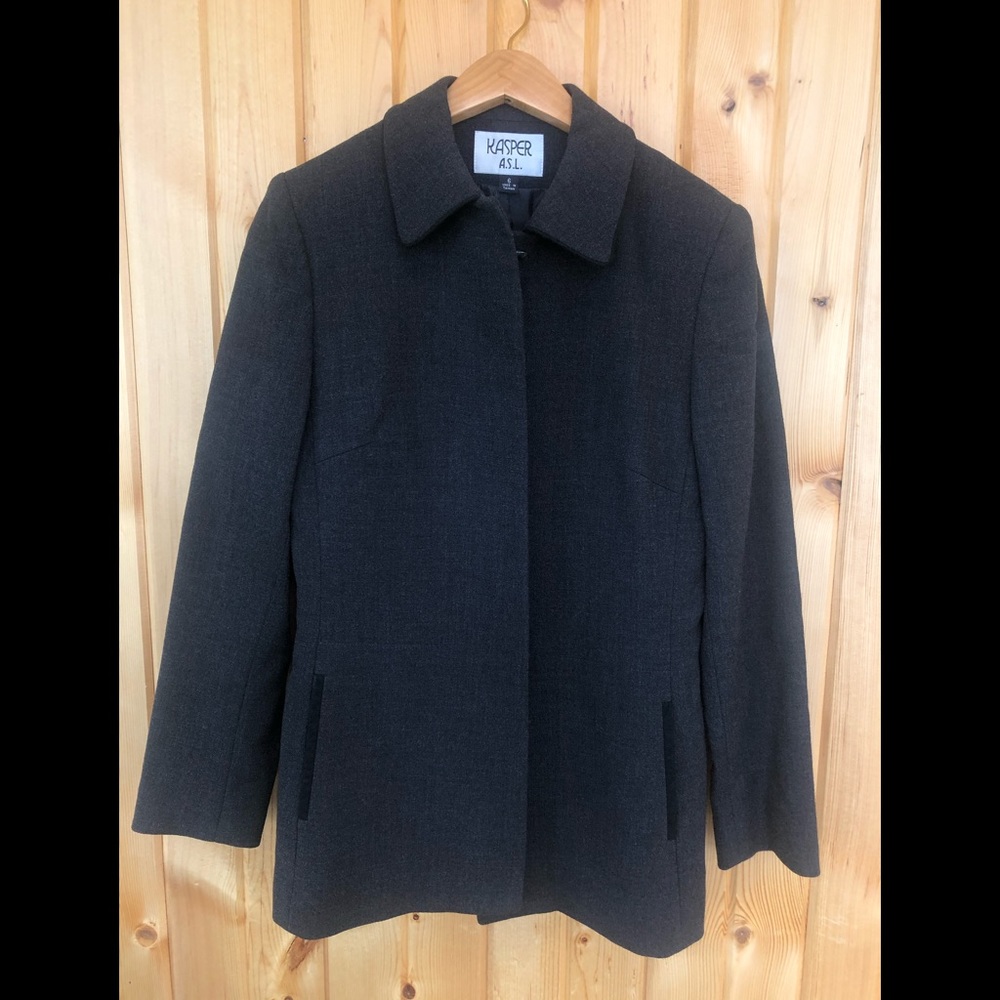 KASPER ASL Charcoal wool blazer sz 6
